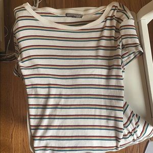 striped rainbow cropped tee